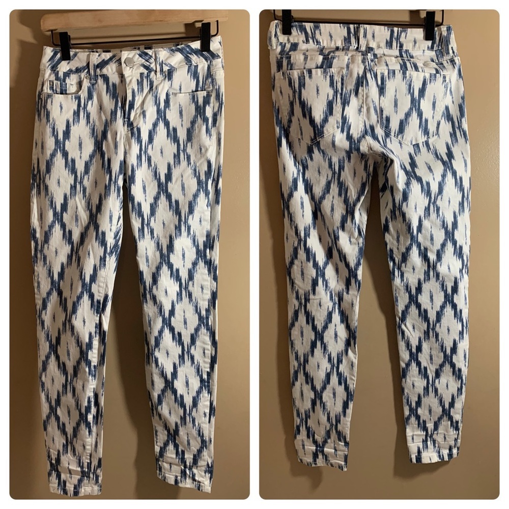 DEX White + navy-blue streaks, denim jeans skinny